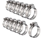 12 Piezas Abrazadera de Manguera Ajustable Abrazaderas de Manguera de Acero Inoxidable Clips de Fijación (16 - 25 mm)