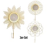 Percha / Gancho decorativo en dorado con espejo. Pack de 3 Piezas. The Home Deco Factory