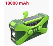 Solar Hand Crank Powered Camping Light With AM/FM Radio Outdoor 10000mAh USB Charging Multifunctional Hand Dynamo LED Flashlight