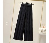 Winter Knitted Wide Leg Pants Women High Waist Drop Loose Knitted Straight Leg Pants Casual Cropped Wide Leg Pants Female Tops