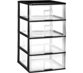 COM-FORT HOUSE  Cajonera Apilable de Plástico  Modelo Transparente  Color Negro  Cajones de Almacenamiento Modular