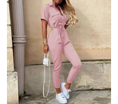 Overalls for Women Casual Lapel Lace-up Print Belt Work Jumpsuit Women One Pieces Bodysuit Women Chic and Elegant Long Jumpsuits