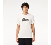 Camiseta Blanca Lacoste Sport con Cocodrilo Negro en 3D