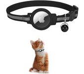 Collar reflectante AirTag para Gatos, correa ajustable, compatible con Apple AirTag, collar Rastreador antipérdida para Gatos, gatitos y Perros Pequeños (Negro)