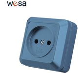 WESA Blue Wall Surface Button Light Switch EU Standard Classic Paint Plastic Outdoor 2 Gang 1 Way Wall Exterior Rocker Switch