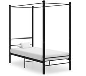vidaXL Estructura de cama con dosel sin colchón metal negro 100x200 cm