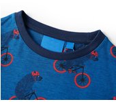 vidaXL Pijama de niños de manga larga estampado osos bicicletas petróleo 128