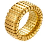 Peri'sBox 18k Gold and Silver Plated Stainless Steel Polished Texture Wide Fine Ring for Men and Women Waterproof Jewelry Gifts