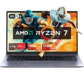 Portátil VANWIN IPS de 15,6 pulgadas con resolución 1920x1080, AMD R7 6800H hasta 4,7 GHz, 16 GB RAM, 512 GB SSD, WiFi 6, Bluetooth 5,3, Teclado retroiluminado, Type C, HDMI, 2 Puertos USB 3,2 Y 1 Puerto USB 2,0, desbloqueo por Huella digital