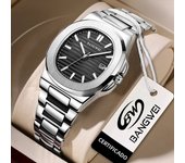 LIGE Brand BANGWEI Quartz Man Watch Fashion Men's Watches Fashion Stainless Auto Date Business Casual Sports Clocks Reloj hombre