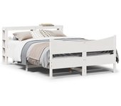 vidaXL Estructura de cama con cabecero madera pino blanco 135x190 cm
