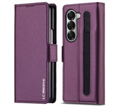 Business Leather Phone Case for Samsung Z Fold 6 5 4 3 Fold6 Fold5 Fold4 Fold3 5G with Pen Holder Wallet Cards Slot Flip Cover