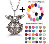 Mexico Chime Angel Wings Music Ball Caller Locket Necklace Vintage Pregnancy Necklace Aroma Essential Oil Diffuser Women Jewelry