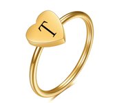 Simple Love Gold Ring Fashion 26 letter stainless steel heart Ring for women jewelry gift