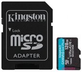 Tarjeta de Memoria Kingston CANVAS Go! Plus 128GB microSD XC con Adaptador/ Clase 10/ 170MBs