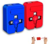 2 piezas 3 en 1 cable de carga retráctil multiuso (3.28ft) con USB C/Micro USB/IP y soporte para teléfono, compatible con iPhone/Android/Tablet