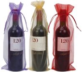 Paquete de 30 bolsas de regalo de organza para botellas de vino con cordón para regalos de bodas, fiestas y vacaciones, 37,5 x 13,5 cm