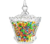 Tarro de cristal para dulces con tapa, tarro de cristal Bon Bon, azucarero cubierto, pequeño plato decorativo para galletas, contenedor de almacenamiento para buffet, transparente para fiestas y bodas
