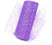 Glitter Tulle Fabric Roll 6 Inch 10 Yards Sequin Sparkling Ribbon Spool Netting for Wedding Tutu Skirt Gift Wrapping Party Decor