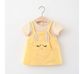 Vestido De Verano Para Bebés Con Gato De Dibujos Animados Estilo Princesa De Manga Corta A-Línea Para Niñas De 0 A 3 Años Ropa Infantil Casual