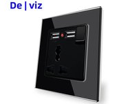 Delviz Toughened Glass Panel, TV computer switch 86mm*86mm, Black 1 Gang 2 Way Push Button Switch, Crystal 16A Wall Power Switch