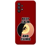 Tumundosmartphone Funda Silicona Líquida Roja para Samsung Galaxy A32 5G diseño Mujer Escalada Dibujos