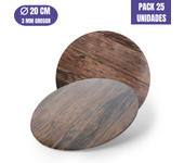 Base Para Tarta Redonda De 20 X 0,3 Cm - Madera Oscura [25 Uds]