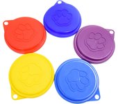 2 Pcs Reusable Pet Dog Can Tin Food Covers With Print Pet Cans Plastic Lid Caps-Random Color