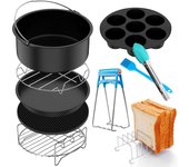 Juego De Accesorios Para Air Fryer 10 Piezas Incluye Cesta De Pastel Asador De Pizza Portaigualeras Y Cuchara De Aceite En Acero Inoxidable