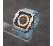 Luxury Modification Kit For Apple Watch Ultra 2 49mm 45mm 44mm Stainless Steel Case For IWatch 9 8 7 6 Crystal Button Sport Band