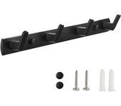 Perchero de pared, Perchero de pared para baño, Perchero de pared, Toallero, Perchero con 4 ganchos, para baño, dormitorio, cocina, entrada (negro)