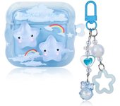 1 funda bonita para Airpods 4 con llavero, compatible con la funda Kawaii Star AirPods de 4.ª generación para mujeres y niñas.