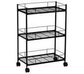 ANDREA HOUSE Carro Verdulero de Metal Negro 3 Baldas 44,5x26,5x64,5 cm - ANDREA HOUSE - 73252  Accesorios y Complementos de Baño Organizadores Baño