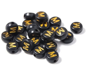 100-500PCS Acrylic Black Gold Color A-Z 26 Letter Beads Round Shape Alphabe Beads for Jewelry Making DIY Bracelet Accessories