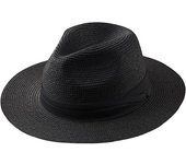 Sombrero de paja de aleros anchos para playa, sombrero de jazz de aleros planos para viento de verano, gorra parasol