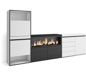 Skraut Home - Zapatero - Armario para zapatos y botas - organizador de zapatos - 274x35x145 cm - Dormitorio - Habitación - Chimenea eléctrica XXL led efecto fuego 3d - Cómoda - Cajonera - Estilo Moderno