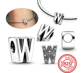 925 Sterling Silver Hollow Round A-Z 26 English Letter Alphabet DIY Beads Fit Original Pandora Charms Bracelet Fine Jewelry Gift