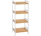 Estantería de bambú con 4 estantes, para cocina, baño, salón, dormitorio y balcón, blanco natural, 45x31,5x111 cm