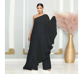 Elegant Chiffon One Shoulder Wide Leg Jumpsuit Women Club Party Birthday Outfits One Pieces Rompers Overalls Combinaison Femme