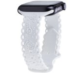 Floral Engraved Strap For Apple Watch Band 40mm 44mm 41mm 49mm 45mm 38mm 42mm Silicone bracelet iwatch series 9 7 se 6 8 ultra 2