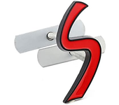 AUTOZOCO Insignia S para Parrilla Coche, Emblema S Parrilla, Insignia Diseño de Coche S, Compatible con Mini Cooper S, R56, R53, F56, R50, R52, R57, Aleación de Metal, Medidas 6 x 5 cm, Rojo y Negro,