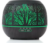 Deshumidificador Difusor de aroma, humidificador de metal, 400 ml, difusor de aceites esenciales, difusor de aceite aromático ultrasónico para aromaterapia, con temporizador y luz LED para habitación, dormitorio