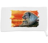 MERCHANDMANIA TOALLA PEQUEÑA ABSORBENTE leon selva savana animal salvaje felino bestia suave personalizada con cinta elastica