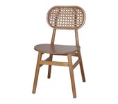 MISTERWILS FURNITURE FOR FREE SOULS Silla de Madera Tisana Estilo Rústico Estructura Maciza Respaldo en Rattan Medidas 47x54x88 Cm Altura del Asiento 46 Cm