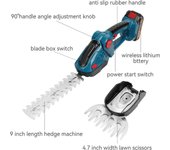 Cortasetos Inalámbrico Eléctrico 2 en 1 Tijeras de Césped de Mano 24 V  con Batería Recargables y Cargador Cortadora de Arbustos para Jardín, Césped para batería Makita de 18V