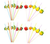Pajitas de plástico para bebidas frías, Pajita Hawaiana de panal, fruta Tropical