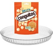 Pack repostería:CONGUITOS GALLETA BLANCO DOYP 120G+Plato De Tarta De Vidrio 27 cm