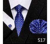 Hot Sale 7.5 cm Golden Striped Tie Hanky Cufflinks Set For Men Fit Formal Party Wedding Business Birthday Gift
