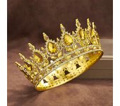 Luxury Color Baroque Queen Crown Colorful Sparkly Rhinestone Wedding Crown Bride Princess Full Round Tiaras Headband Headpieces