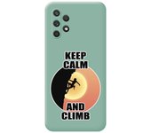 Tumundosmartphone Funda Silicona Líquida Verde para Samsung Galaxy A32 4G diseño Mujer Escalada Dibujos